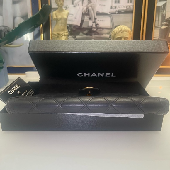 Authentic CHANEL Black Quilted Wallet with Gold Logo with box and COA. - Picture 8 of 17